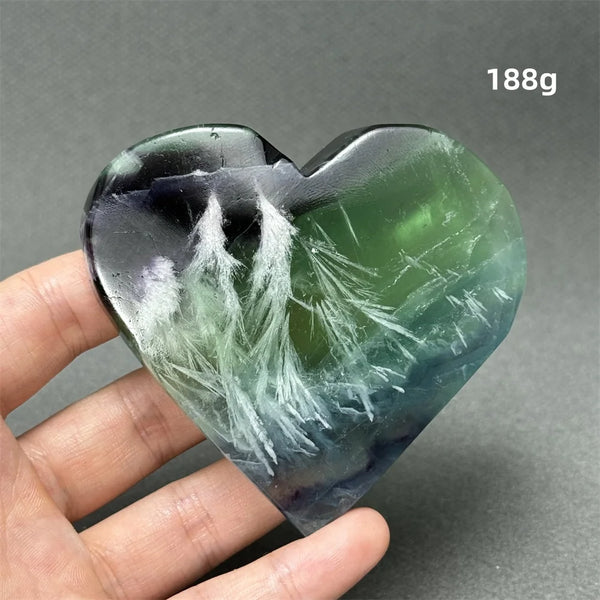Green Feather Fluorite Heart-ToShay.org