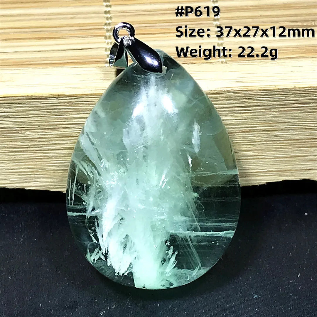 Green Feather Fluorite Pendant-ToShay.org