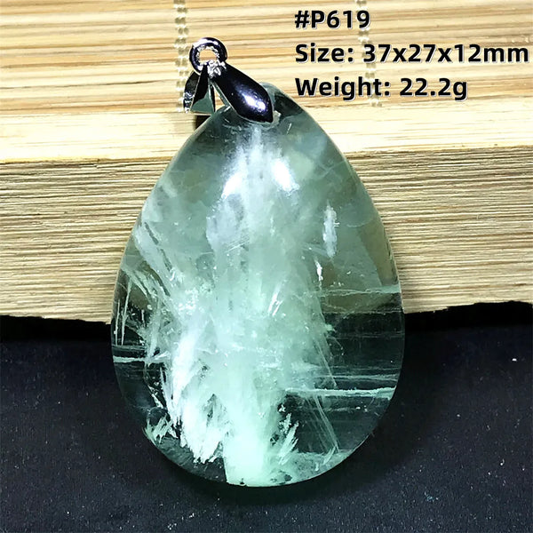 Green Feather Fluorite Pendant-ToShay.org