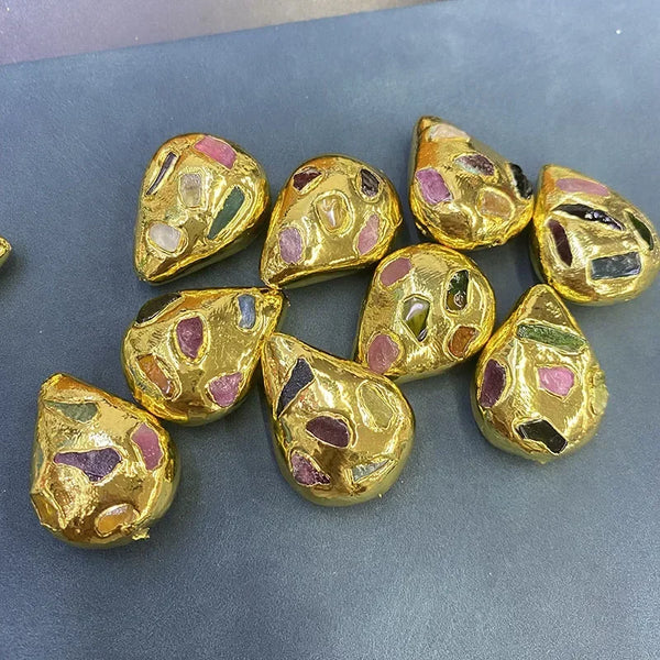 Gold Paved Tourmaline Beads-ToShay.org