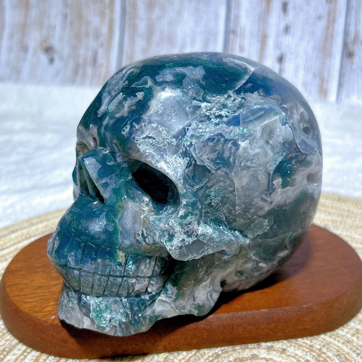 Green Moss Agate Skull-ToShay.org