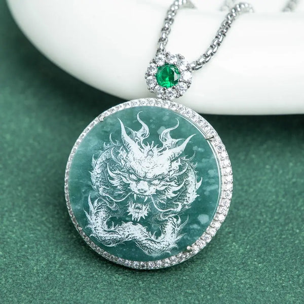 Green Jade Dragon Pendant-ToShay.org
