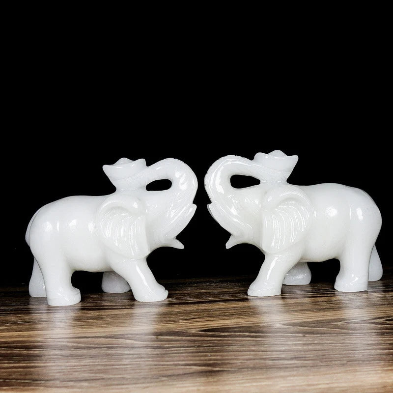 White Jade Ingot Elephant-ToShay.org