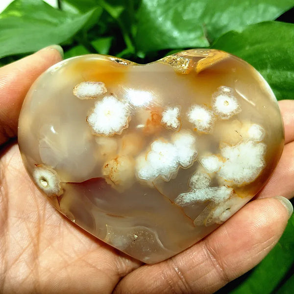Pink Cherry Blossom Agate Heart-ToShay.org