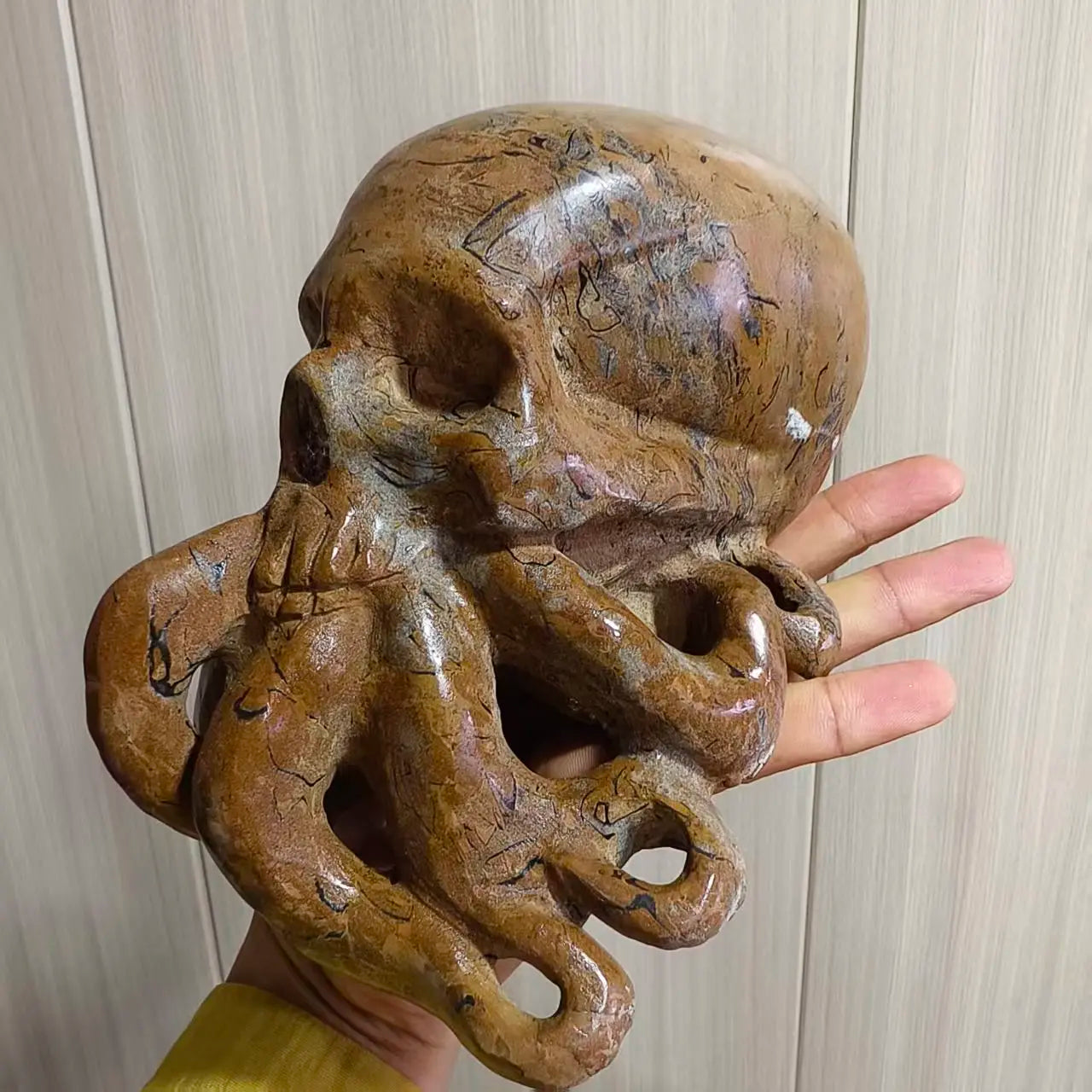 Brown Jasper Octopus Skull-ToShay.org