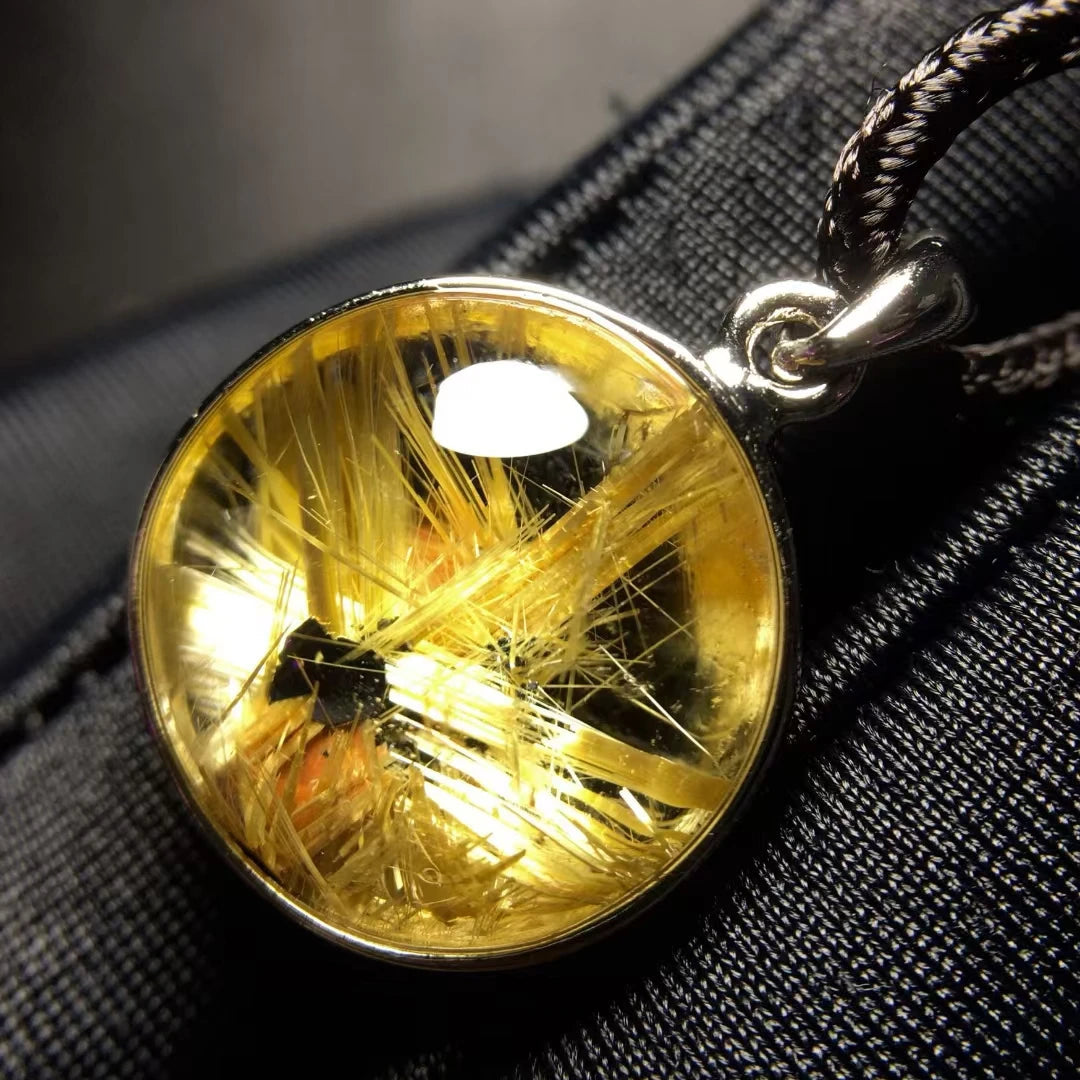 Gold Rutilated Quartz Pendant-ToShay.org