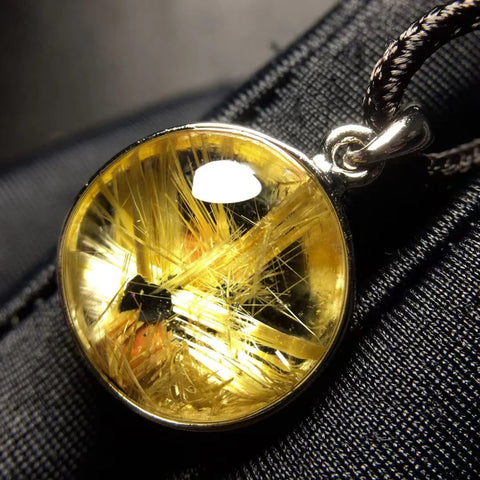 Gold Rutilated Quartz Pendant-ToShay.org
