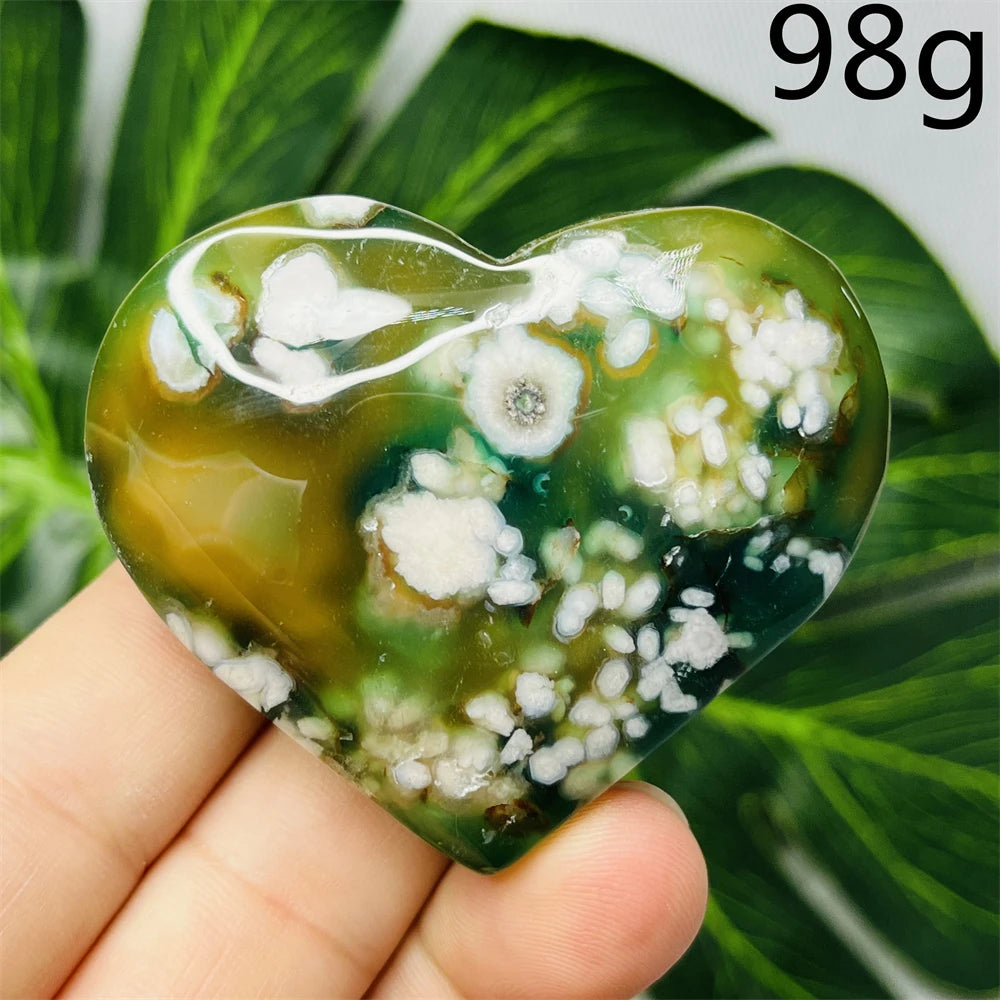 Green Flower Agate Heart-ToShay.org