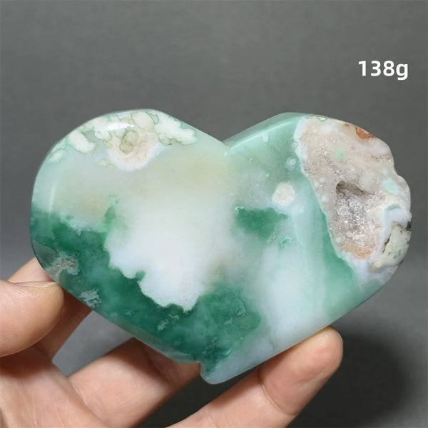 Green Sakura Agate Heart-ToShay.org