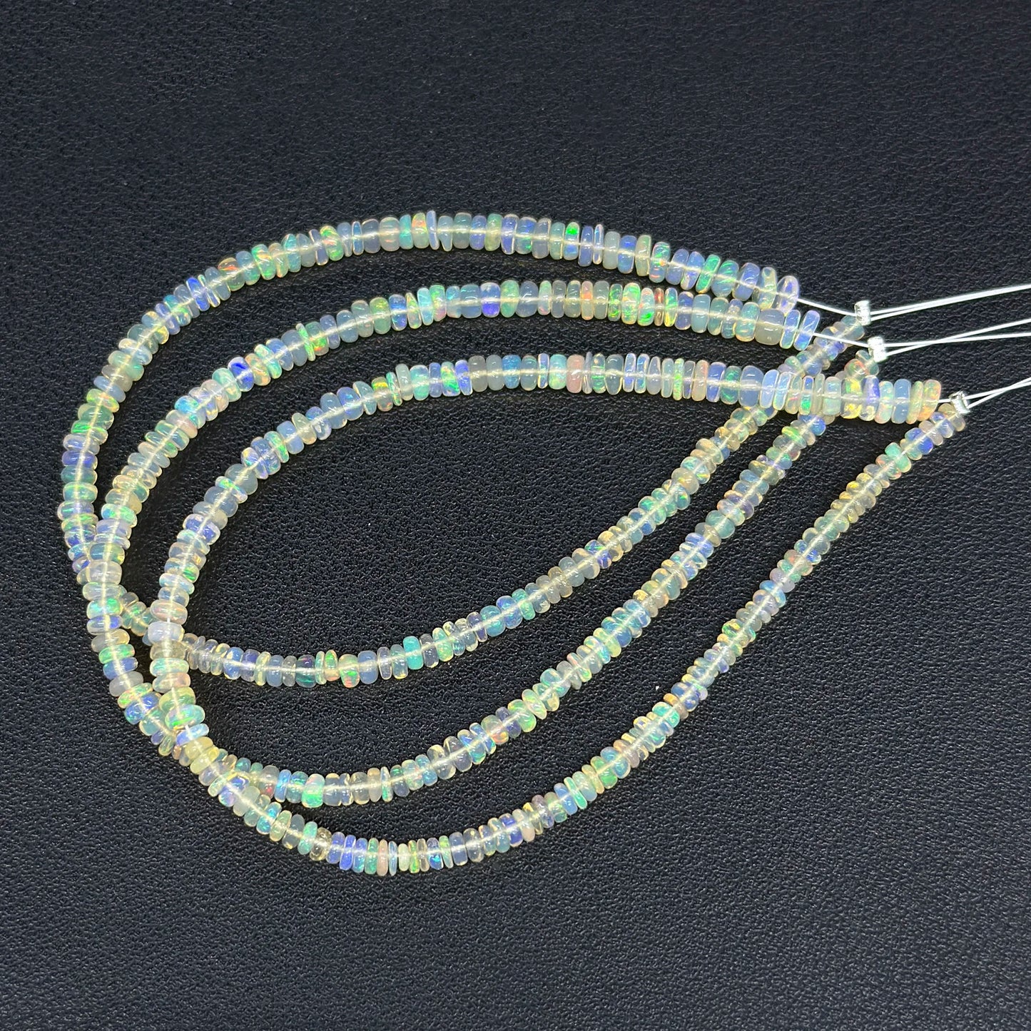 White Opal Rondelle Beads-ToShay.org