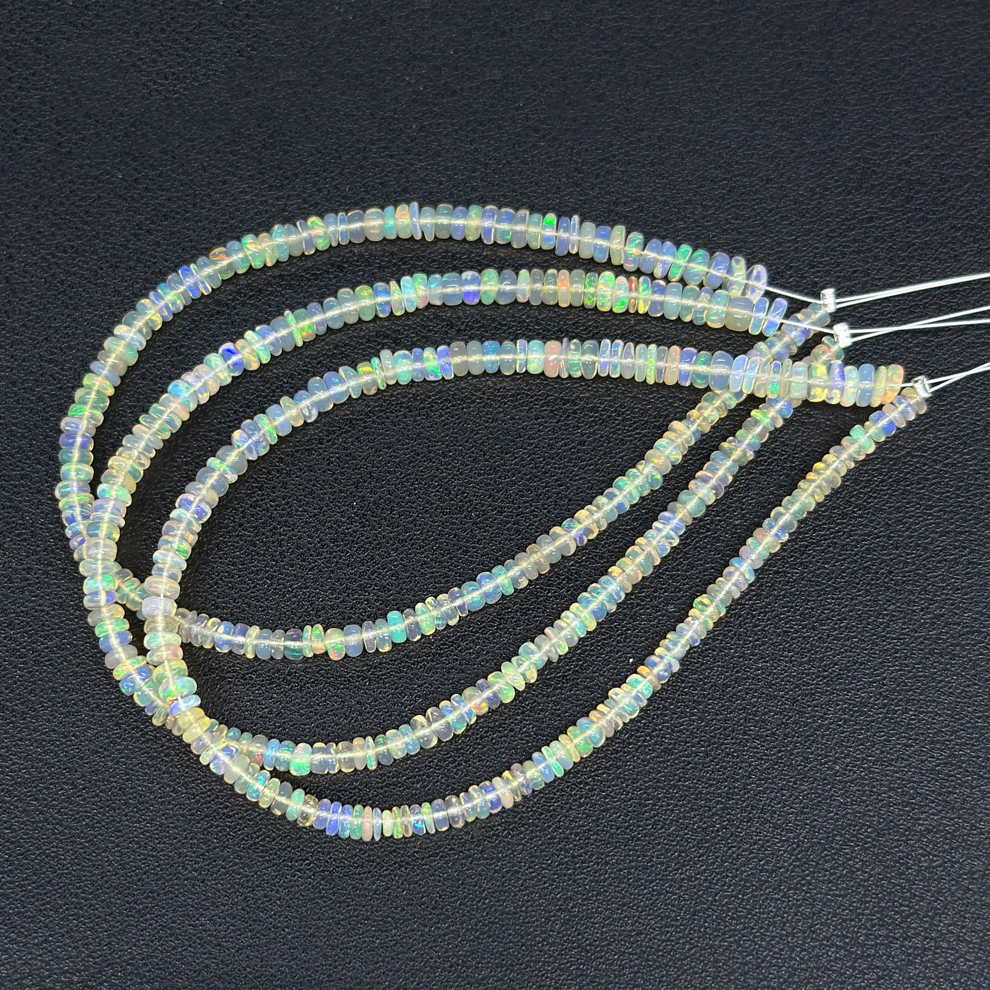 White Opal Rondelle Beads-ToShay.org