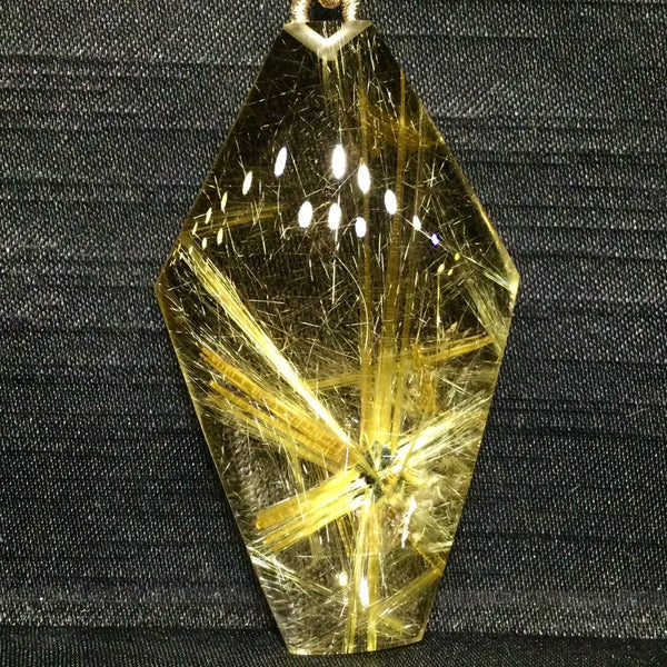 Gold Rutilated Quartz Pendant-ToShay.org