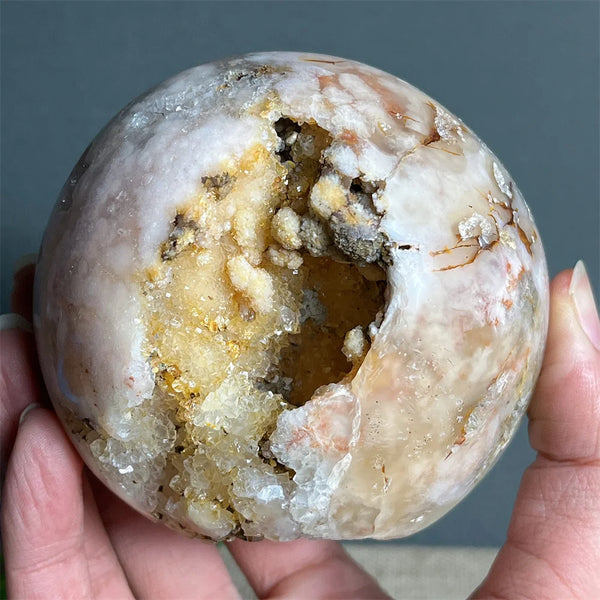 Pink Flower Agate Druzy Ball-ToShay.org