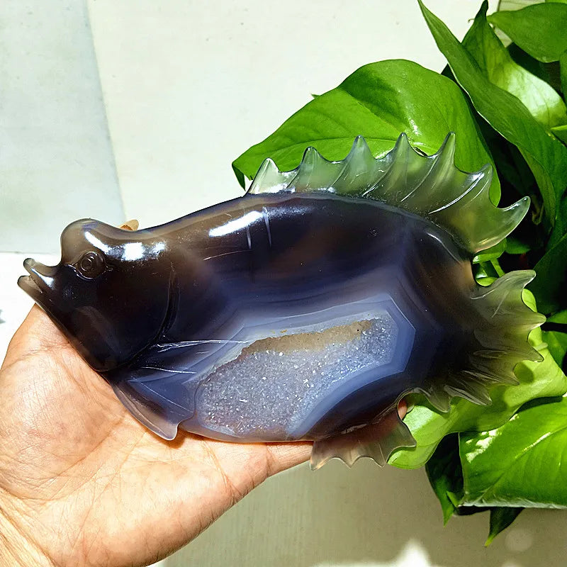 Grey Agate Druzy Fish-ToShay.org