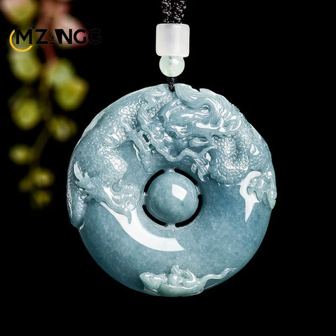 Blue Jadeite Dragon Pendant-ToShay.org