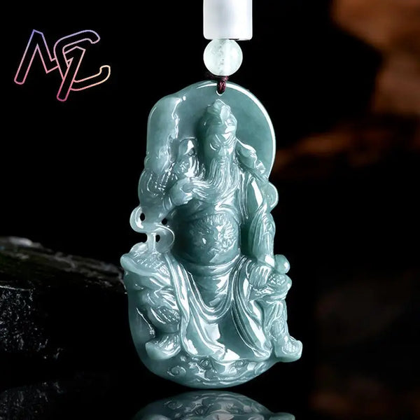 Green Jadeite Guan Gong Pendant-ToShay.org
