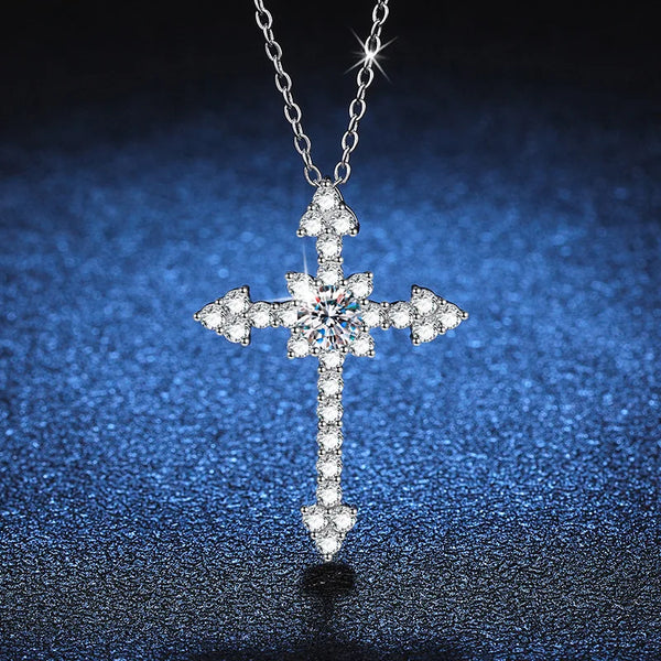 Silver Diamond Cross Pendant-ToShay.org