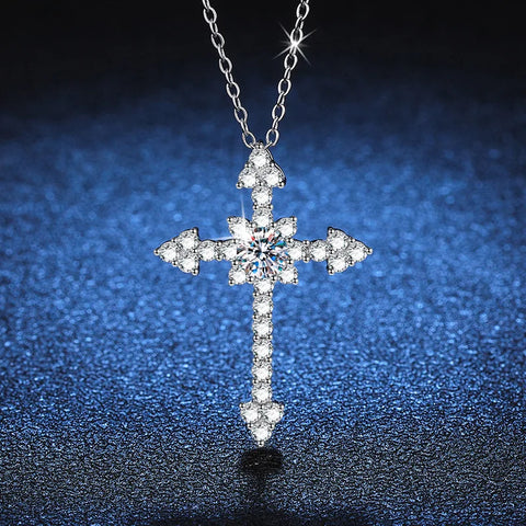 Silver Diamond Cross Pendant-ToShay.org