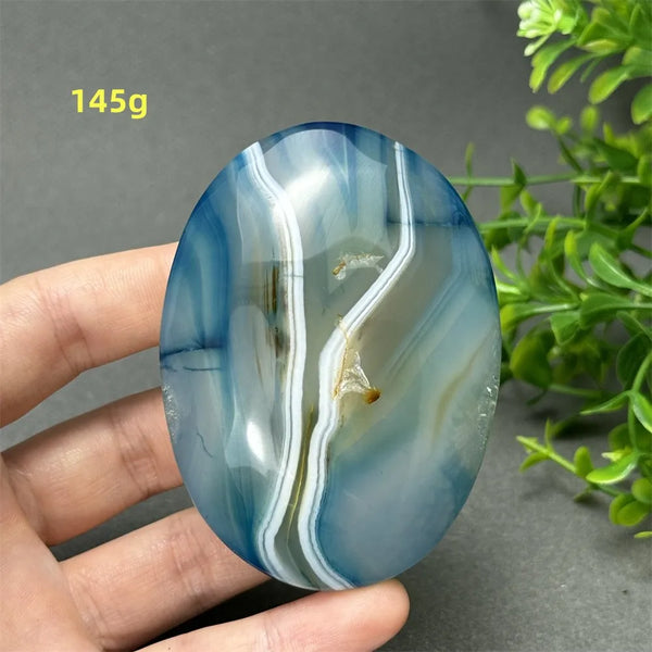 Blue Agate Palm Stone-ToShay.org