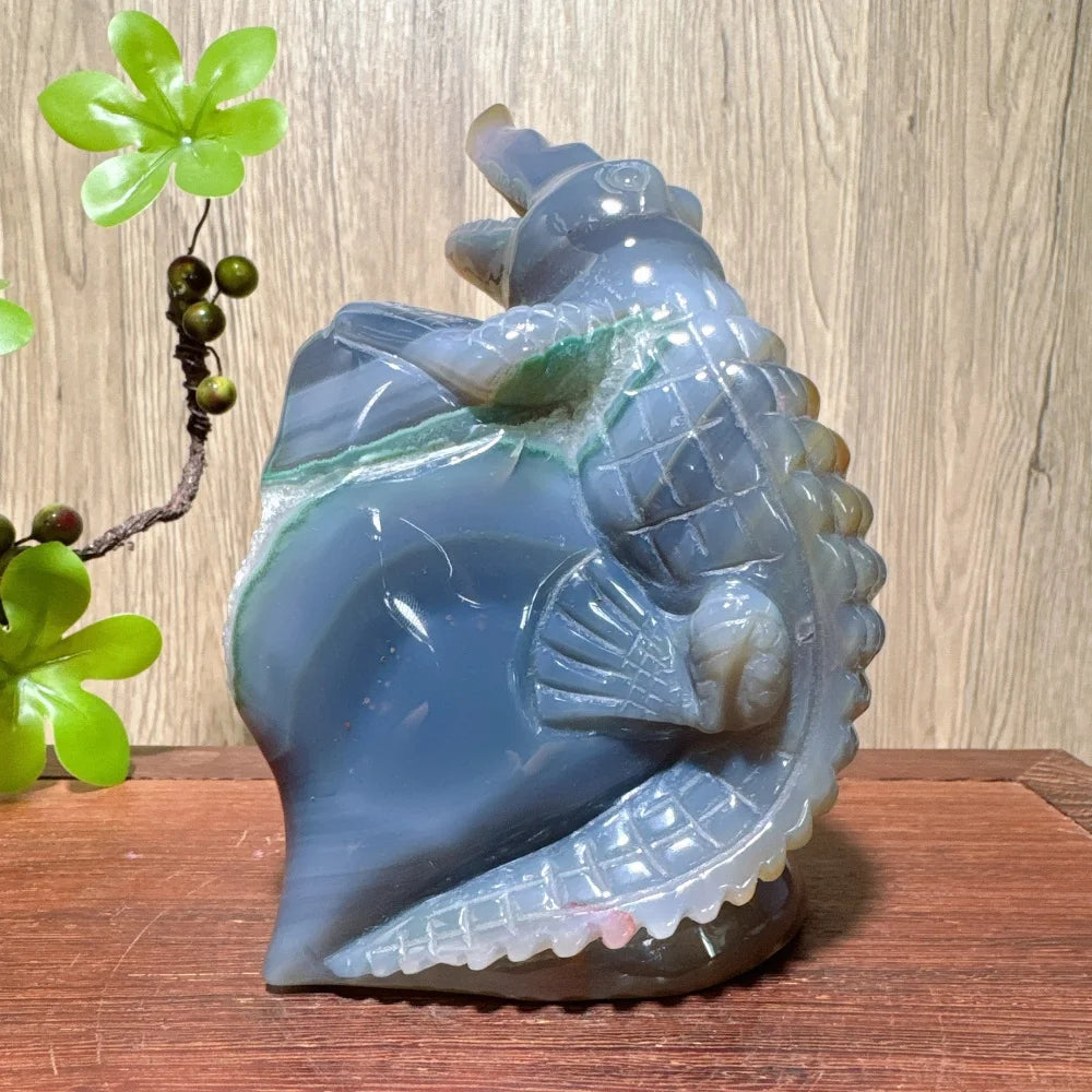 Blue Agate Geode Crocodile-ToShay.org