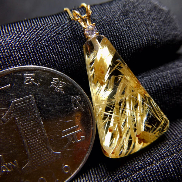 Gold Rutilated Quartz Pendant-ToShay.org