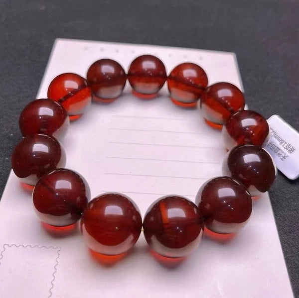 Red Amber Bead Bracelet-ToShay.org