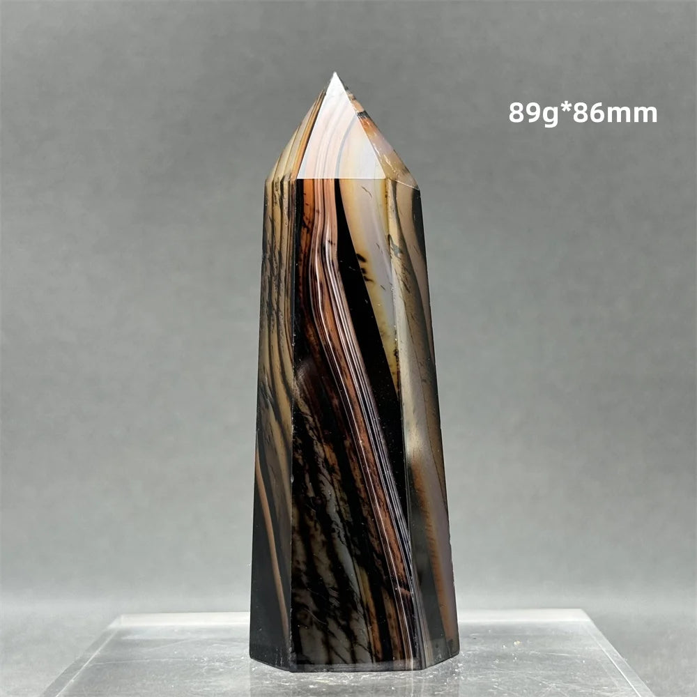 Black Red Striped Agate Wand-ToShay.org
