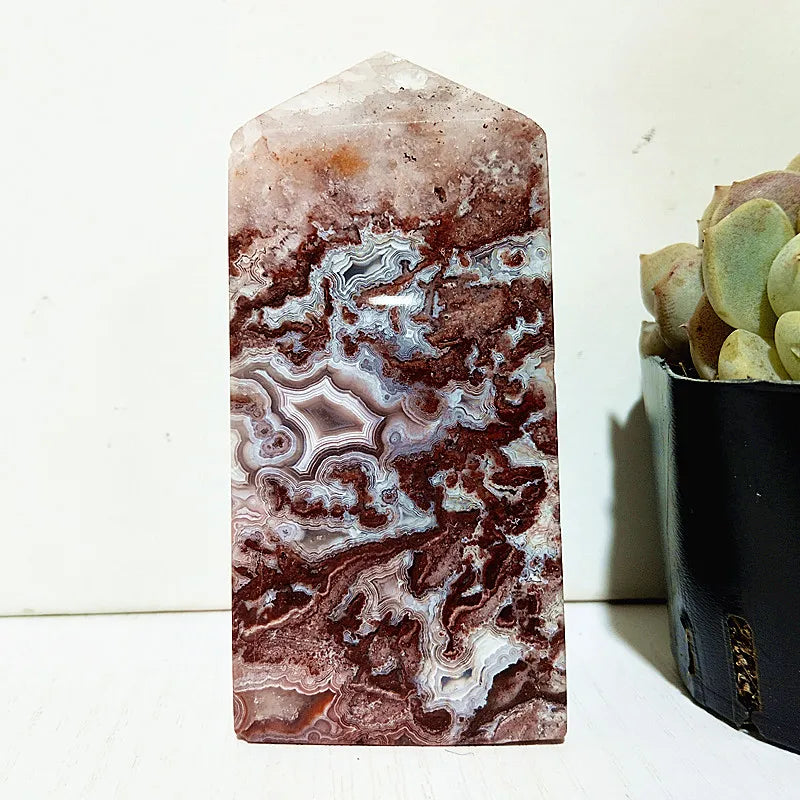 Red Lace Agate Crystal Tower-ToShay.org