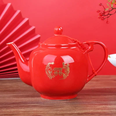 Red Porcelain Tea Set-ToShay.org