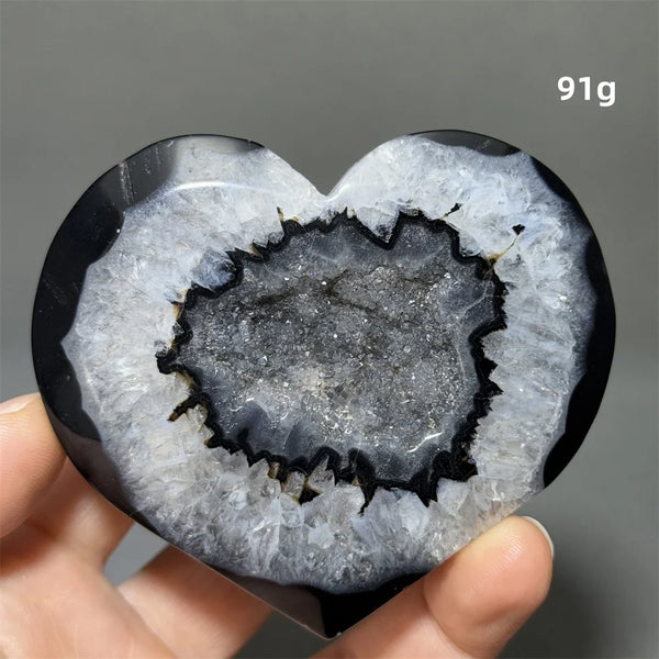 Black Agate Geode Heart-ToShay.org