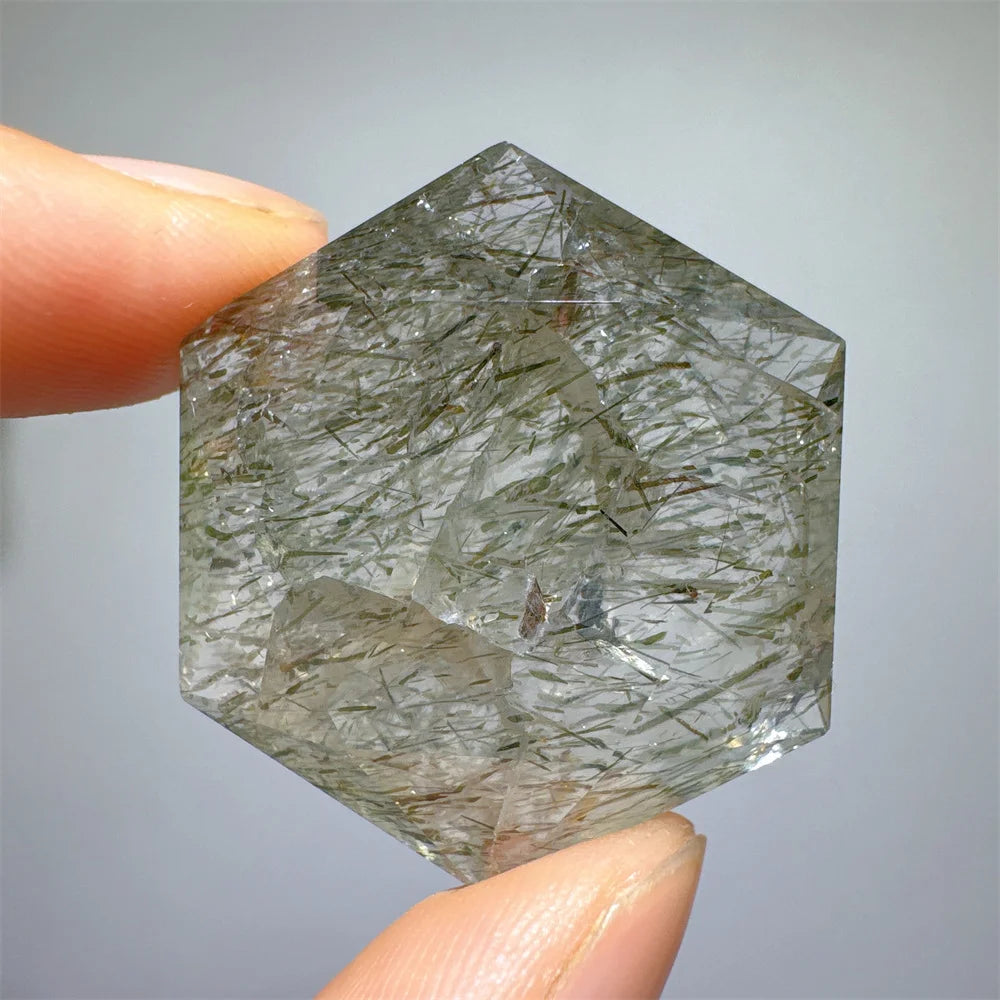 Green Tourmaline Rutile Hexagon-ToShay.org
