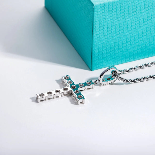 Silver Diamond Cross Pendant-ToShay.org