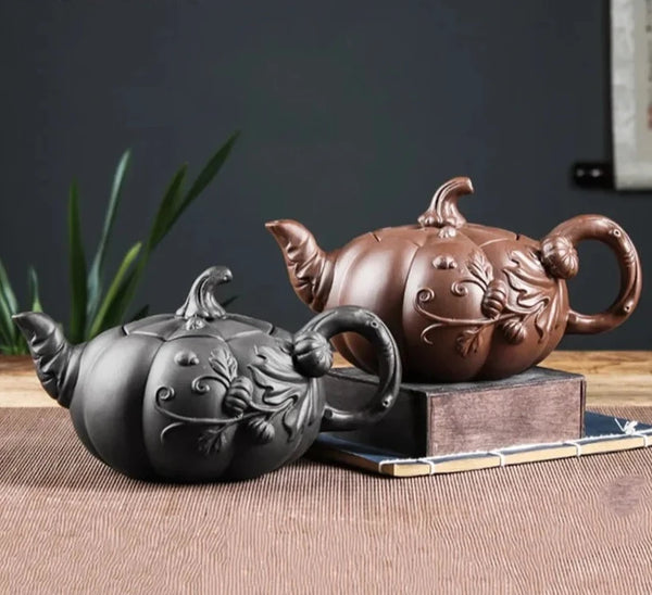 Pumpkin Clay Teapot-ToShay.org