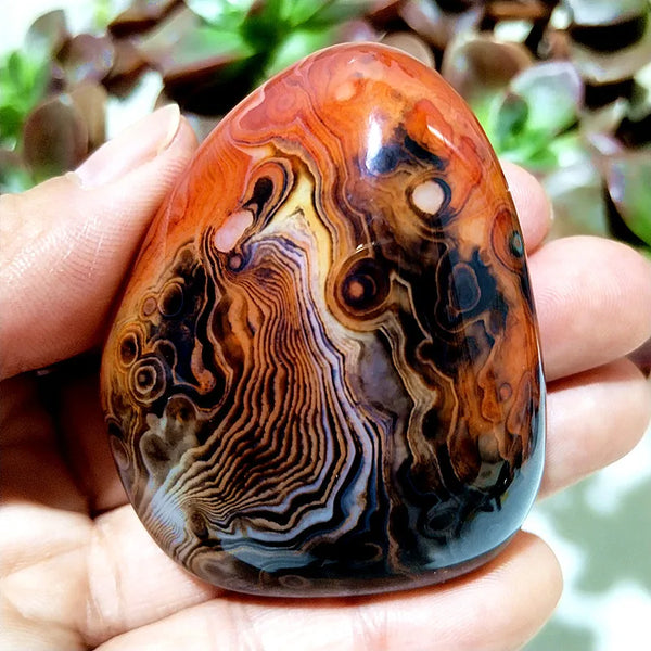 Red Flower Agate Palm Stone-ToShay.org