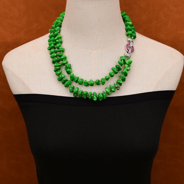 Green Turquoise Nugget Necklace-ToShay.org
