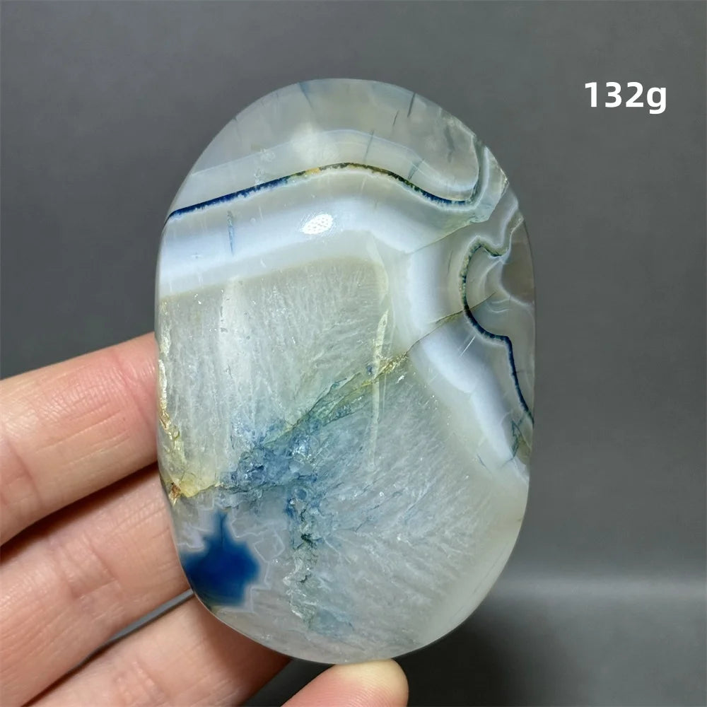 Blue Agate Palm Stone-ToShay.org