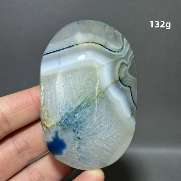 Blue Agate Palm Stone-ToShay.org
