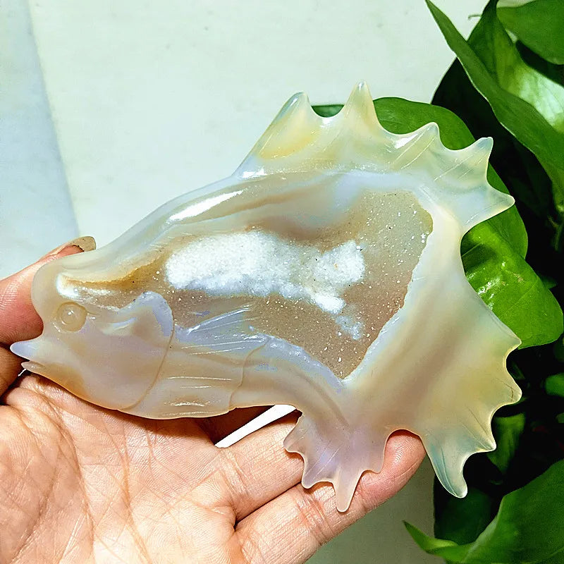 Grey Agate Druzy Fish-ToShay.org