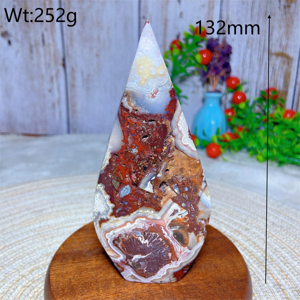 Red White Agate Druzy Flame-ToShay.org