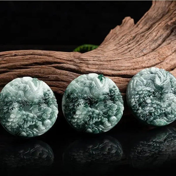 Green Jade Landscape Pendant-ToShay.org