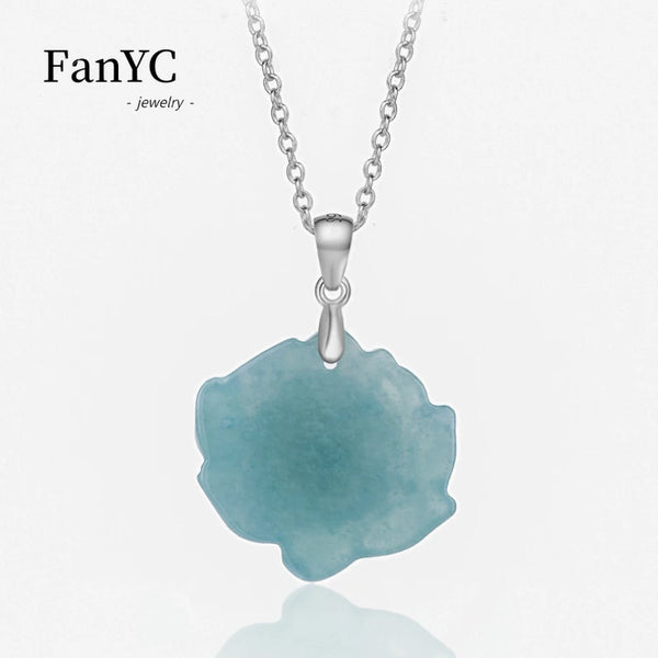 Blue Jadeite Lotus Pendant-ToShay.org