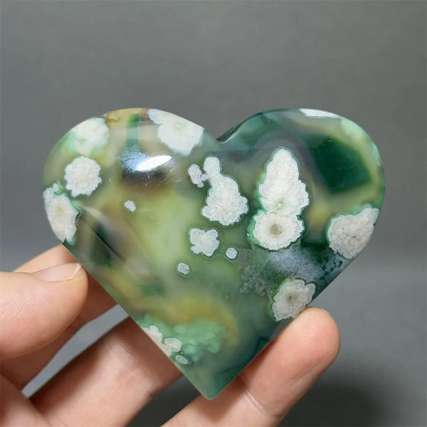 Green Sakura Agate Heart-ToShay.org