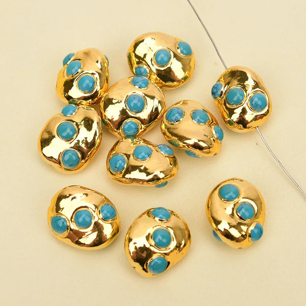 Blue Turquoise Gold Beads-ToShay.org
