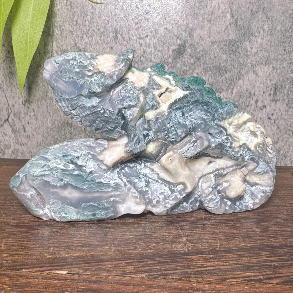 Green Moss Agate Druzy Lizard-ToShay.org