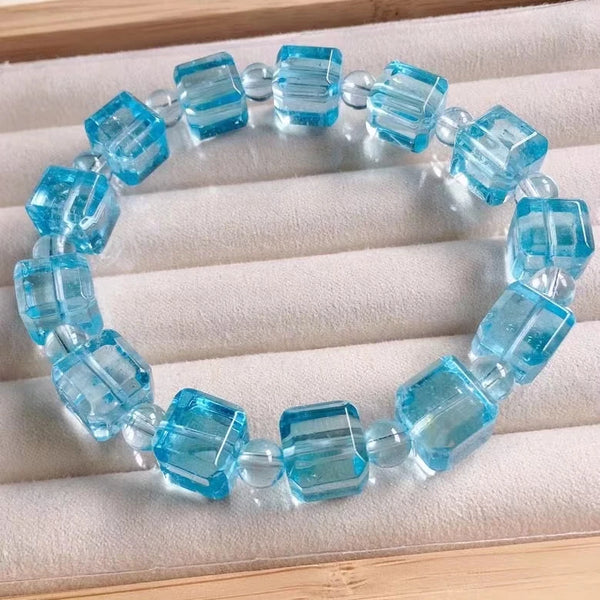 Blue Topaz Cube Bracelet-ToShay.org