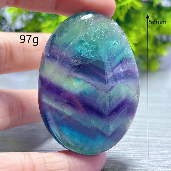 Rainbow Fluorite Palm Stone-ToShay.org