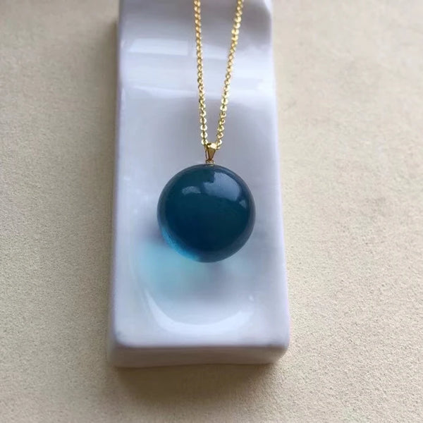 Blue Aquamarine Ball Pendant-ToShay.org