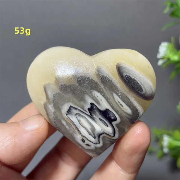 Black Yellow Stripe Calcite Heart-ToShay.org