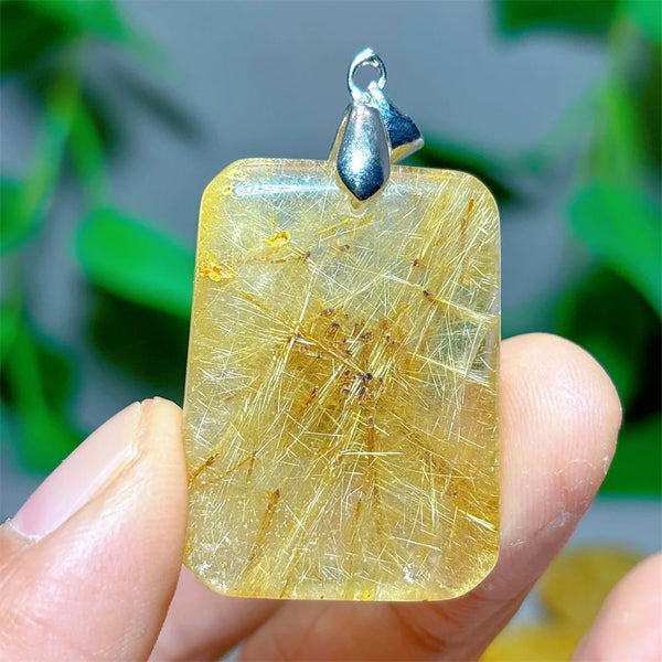 Gold Rutilated Quartz Pendant-ToShay.org