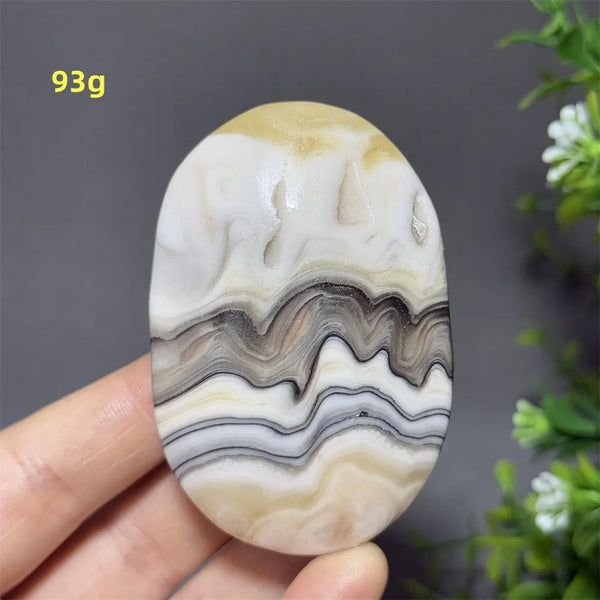 Grey Striped Calcite Palm Stone-ToShay.org